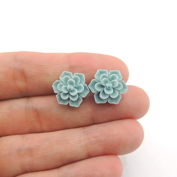 Hypoallergenic Succulent Earrings on Plastic Posts, 13mm - Image 8