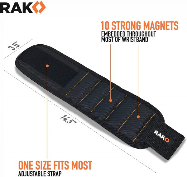 RAK Magnetic Wristband - Men & Women's Tool Bracelet with 10 Strong Magnets to Hold Screws, Nails and Drilling Bits - Gift Ideas for Dad, Husband, Handyman or Handy Woman﻿ - Image 8