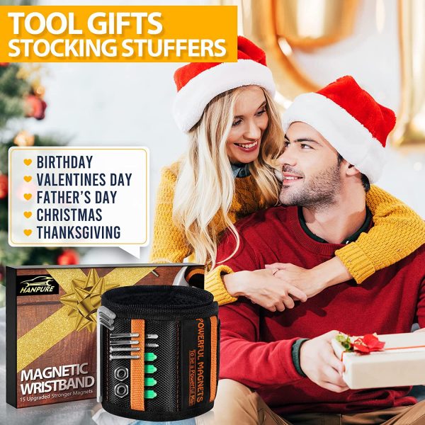 HANPURE Tool Gifts for Men Stocking Stuffers - Magnetic Wristband for Holding Screws, Wrist Magnet, Gifts for Dad Father Husband Him, Gadget Tool Men Women Magnetic Tool Gift for Carpenter,Woodworker - Image 7