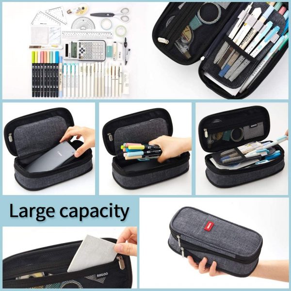 EASTHILL Big Capacity Pencil Pen Case Office College School Large Storage High Capacity Bag Pouch Holder Box Organizer Blue New Arrival(Black) - Image 6