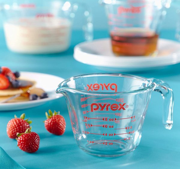 Pyrex Glass Measuring Cup Set (3-Piece, Microwave and Oven Safe),Clear - Image 2