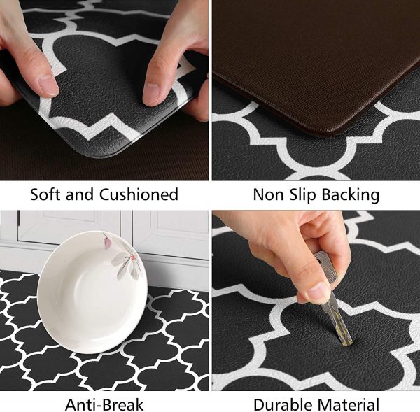 KMAT Kitchen Mat [2 PCS] Cushioned Anti-Fatigue Floor Mat, Waterproof Kitchen Mats and Rugs Heavy Duty PVC Ergonomic Comfort Standing Foam Mat for Kitchen, Floor Home, Office,Laundry,Chocolate - Image 2