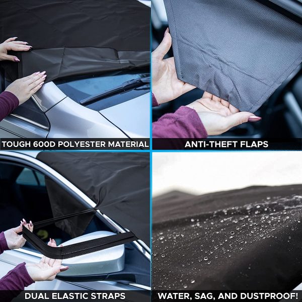 EcoNour Windshield Cover for Ice and Snow | Enhanced 600D Oxford Fabric Windshield Frost Cover for Any Weather | Water, Heat & Sag-Proof Truck Windshield Snow Cover - Image 7