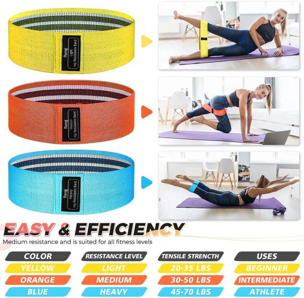 Exercise Workout Bands, Resistance Bands for Women, 3 Levels Booty Bands for Legs and Butt - Image 6