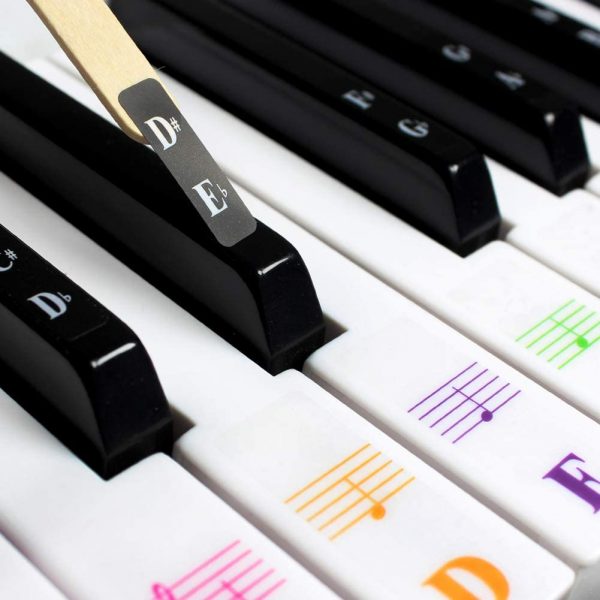 Piano Keyboard Stickers for 88/76/61/54/49 Key. Colorful Bold Large Letter Piano Stickers for Learning.Multi-Color, Transparent, Removable - Image 5