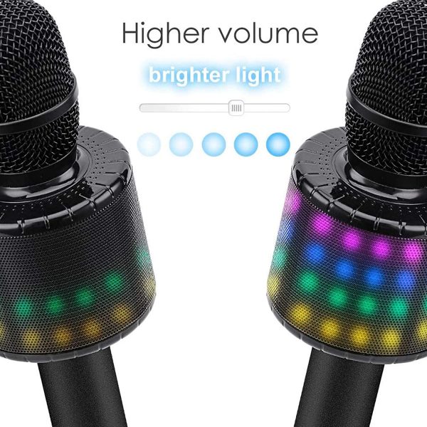 BONAOK Wireless Bluetooth Karaoke Microphone with Controllable LED Lights, Portable Handheld Karaoke Speaker Machine Birthday Home Party for All Smartphone - Image 7