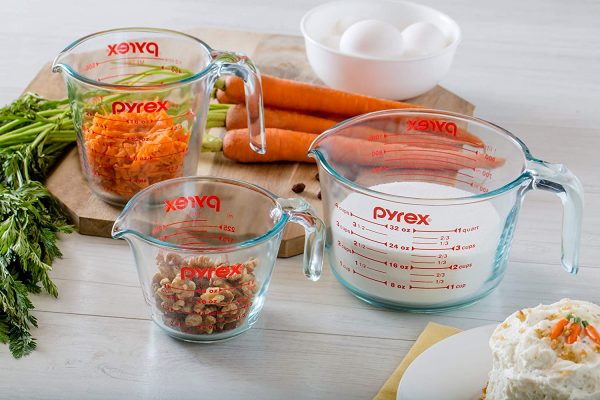 Pyrex Glass Measuring Cup Set (3-Piece, Microwave and Oven Safe),Clear - Image 4