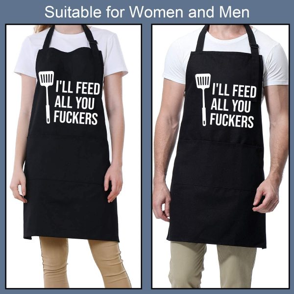 I'll Feed All You - Funny Aprons for Men, Women with 3 Pockets - Dad Gifts, Gifts for Men - Christmas, Birthday Gifts for Husband, Dad, Wife, Mom, Brother, Him - Miracu Cooking Grilling BBQ Chef Apron - Image 8