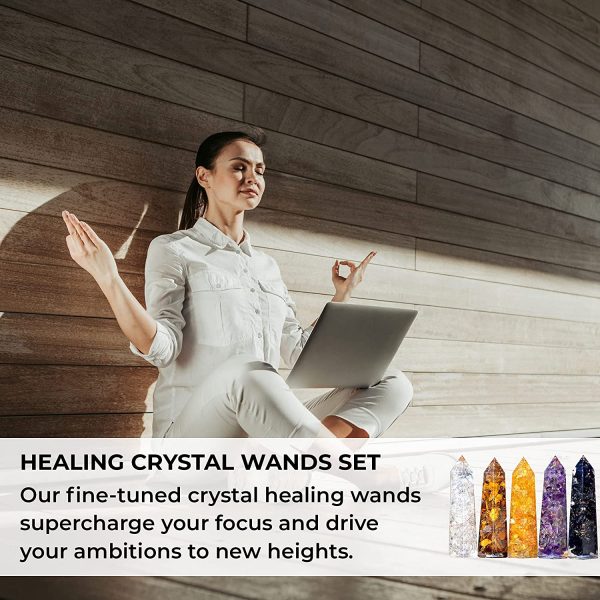 Healing Crystal Wand Set of 6 Orgonite – Includes 3” Amethyst Crystal, Tigers Eye, Rose Quartz, Black Tourmaline Stone, Citrine and Clear Quartz Orgone Crystal Plus Black Tourmaline Necklace - Image 7