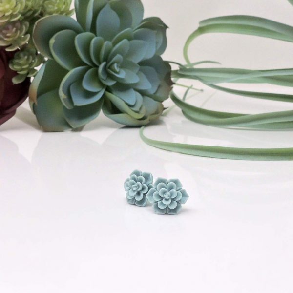 Hypoallergenic Succulent Earrings on Plastic Posts, 13mm - Image 6