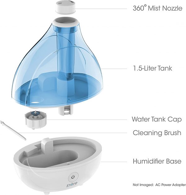 Pure Enrichment® MistAire™ Ultrasonic Cool Mist Humidifier - Premium Unit Lasts Up to 25 Hours with Whisper-Quiet Operation, Automatic Shut-Off, Night Light Function, and BPA-Free - Image 6