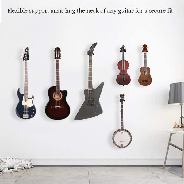 Guitar Wall Mount Hanger Hook Acoustic Electric Bass Guitar Wall Hook Hanger Black Metal Holder Hanger for All Size Guitars - Image 5