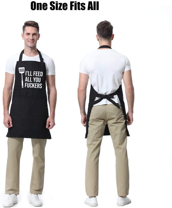 I'll Feed All You - Funny Aprons for Men, Women with 3 Pockets - Dad Gifts, Gifts for Men - Christmas, Birthday Gifts for Husband, Dad, Wife, Mom, Brother, Him - Miracu Cooking Grilling BBQ Chef Apron - Image 7