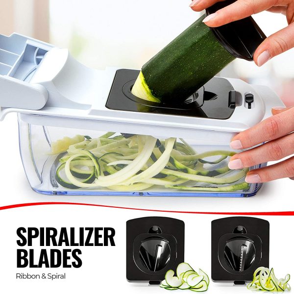 Fullstar Vegetable Chopper - Spiralizer Vegetable Slicer - Onion Chopper with Container - Pro Food Chopper - Black Slicer Dicer Cutter - 4 Blades - Image 5