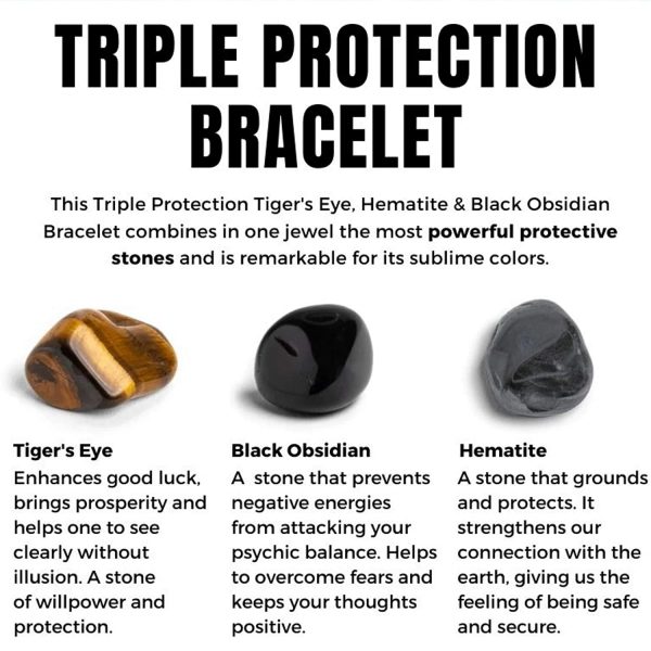 Triple Protection Bracelet - For Protection - Bring Luck And Prosperity - Hematite - Black Obsidian - Tiger Eye - Stone Bracelets - Image 6