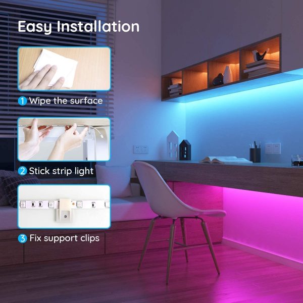 Govee LED Strip Lights, 16.4ft RGB LED Lights with Remote Control, 20 Colors and DIY Mode Color Changing LED Lights, Easy Installation Light Strip for Bedroom, Ceiling, Kitchen - Image 4