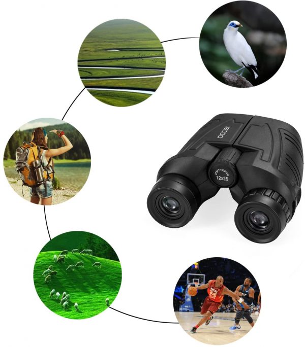 occer 12x25 Compact Binoculars with Clear Low Light Vision, Large Eyepiece Waterproof Binocular for Adults Kids,High Power Easy Focus Binoculars for Bird Watching,Outdoor Hunting,Travel,Sightseeing - Image 6