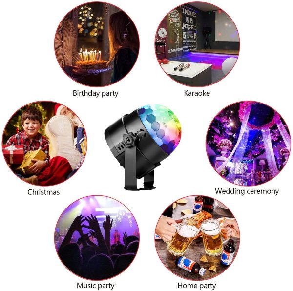 Disco Ball Disco Lights-COIDEA Party Lights Sound Activated Storbe Light With Remote Control DJ Lighting,Led 3W RGB Light Bal, Dance lightshow for Home Room Parties Kids Birthday Wedding Show Club Pub - Image 4