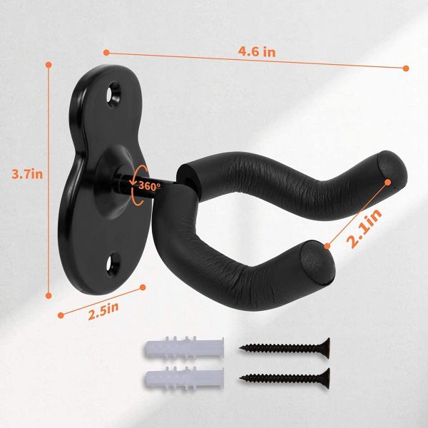 Guitar Wall Mount Hanger Hook Acoustic Electric Bass Guitar Wall Hook Hanger Black Metal Holder Hanger for All Size Guitars - Image 4