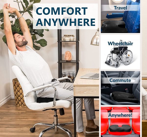 ComfiLife Gel Enhanced Seat Cushion - Non-Slip Orthopedic Gel & Memory Foam Coccyx Cushion for Tailbone Pain - Office Chair Car Seat Cushion - Sciatica & Back Pain Relief - Image 3