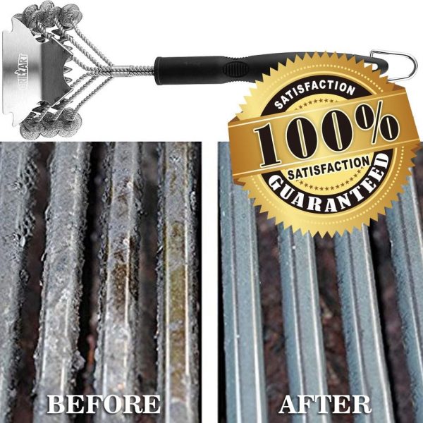 Grill Brush and Scraper Bristle Free – Safe BBQ Brush for Grill Best Rated – 18'' Stainless Grill Grate Cleaner - Safe Grill Accessories for Porcelain/Weber Gas/Charcoal Grill – Gifts for Grill Wizard - Image 3