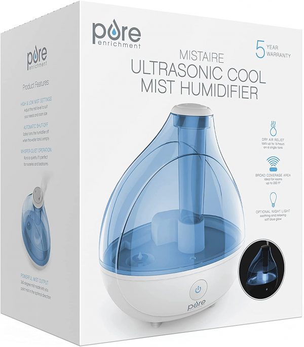 Pure Enrichment® MistAire™ Ultrasonic Cool Mist Humidifier - Premium Unit Lasts Up to 25 Hours with Whisper-Quiet Operation, Automatic Shut-Off, Night Light Function, and BPA-Free - Image 3