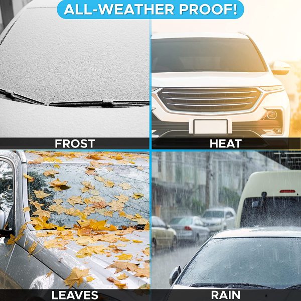 EcoNour Windshield Cover for Ice and Snow | Enhanced 600D Oxford Fabric Windshield Frost Cover for Any Weather | Water, Heat & Sag-Proof Truck Windshield Snow Cover - Image 3