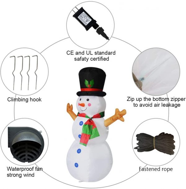 GOOSH 4 FT Height Christmas Inflatable Outdoor Snowman with Top Hat, Blow Up Yard Decoration Clearance with LED Lights Built-in for Holiday/Party/Xmas/Yard/Garden - Image 4