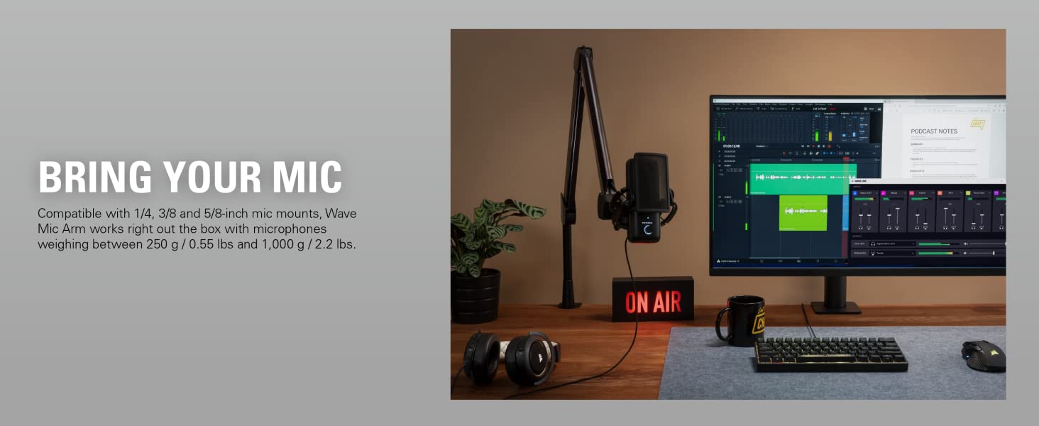 versatile; studio; design; high quality; clear view; recording; podcast; gaming; home office