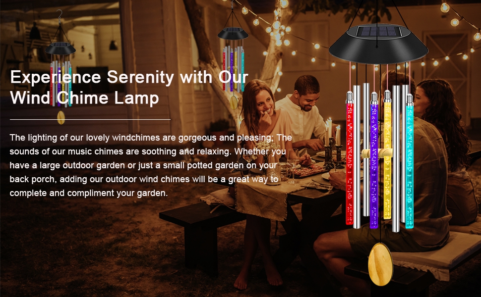 LED Solar Powered Mobile Wind Chimes for Home Party Yard Garden