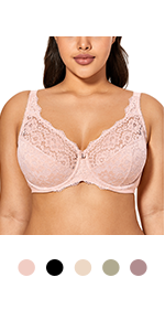 Sheer Lace Underwired Support Bra