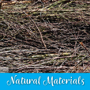 Natural Materials - sustainable materials, lightweight, durable. Steel, rattan and brushwood.