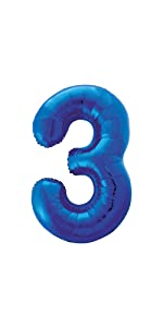 Blue 34&#34; Foil Number Balloon 3