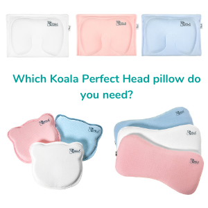 Plagiocephaly baby pillows in pink, light blue and white, in normal, breastfeeding and maxi versions