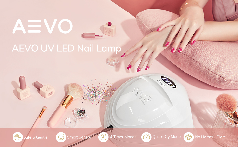 AEVO UV LED Nail Lamp, 48W Dual LED UV Lights for Curing Nail Polish Fast