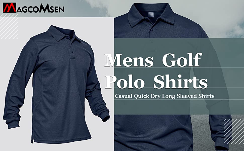 Quick Dry Long Sleeve Polo Shirts for Casual Military Golf Hiking