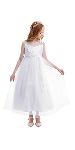 kids party dress girls white dress kids girls dresses 3-4-5-6-7-8-9-10 years sleeveless prom dress