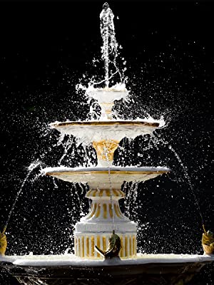 Water Feature - Fountain on the black background - White Fountain - Clean, sterilised Water