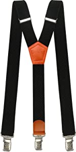 Decalen Mens Suspenders Heavy Duty with Strong Clips Big Tall Braces Adjustable Black