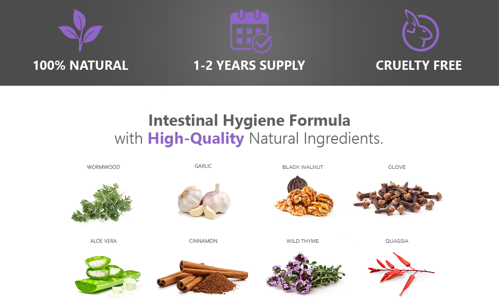 Long Lasting Wormer Supply Intestinal Hygiene Formula Natural Wormwood Worm Wood Ingredients Garlic