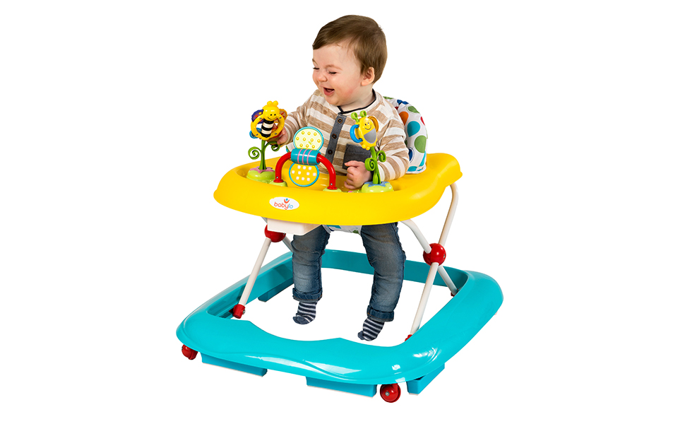 Toddler playing in the Bizzy bee walker