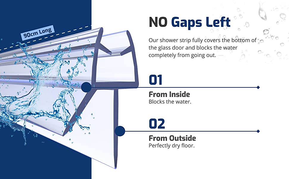 A picture showing the features of soft flaps of a shower screen seal replacement