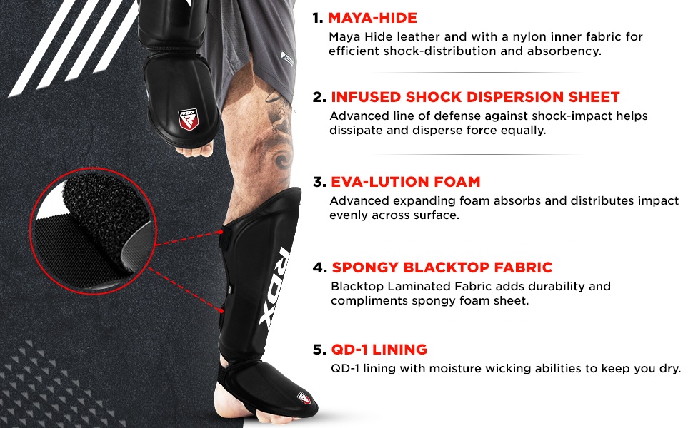 Shin Guards Boxing Training MMA Fighting Maya Hide Leather Muay Thai Instep Leg Protective Gear 