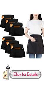 Chef Apron Black Waterproof Apron with Pockets for Men Women Apron for Kitchen Cooking Baking