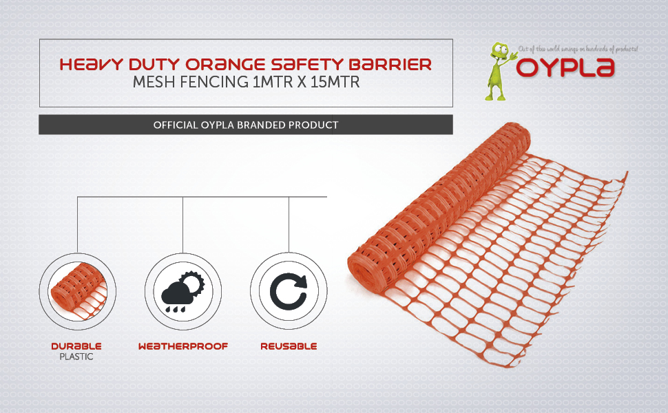 Oypla Heavy Duty Orange Safety Barrier Mesh Fencing 1mtr x 15mtr