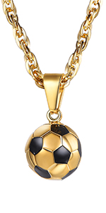 Football Soccer Pendant Necklaces Men Unisex Gold Plated