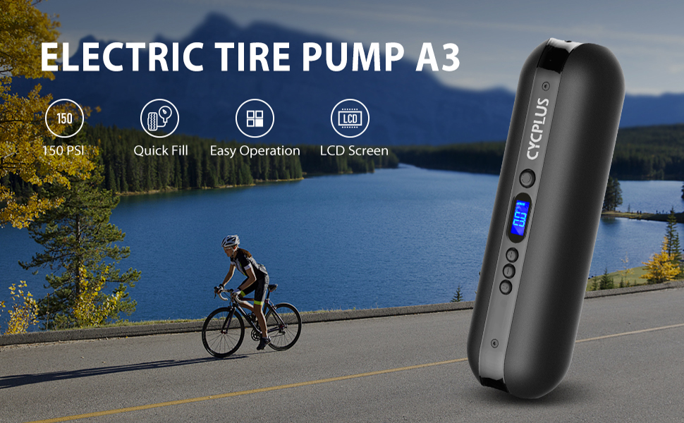 Electric tyre inflator bike pump quick fill auto off