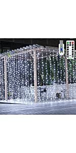 christmas curtain lights xmas window lights cool white gazebo lights outdoor waterproof