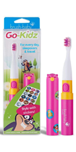 Brush-Baby Go-Kidz (Pink) - with Brush Cover and Stickers! Fun toothcare for Every Day, sleepovers