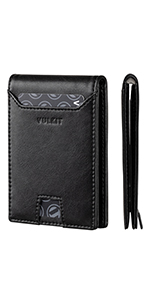 men leather card wallet with pull tab